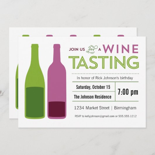 Uitnodiging wijnpartij (Voorkant / Achterkant)