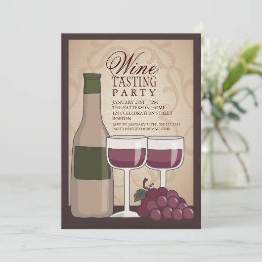 Uitnodiging wijnpartij (Staand voorkant)