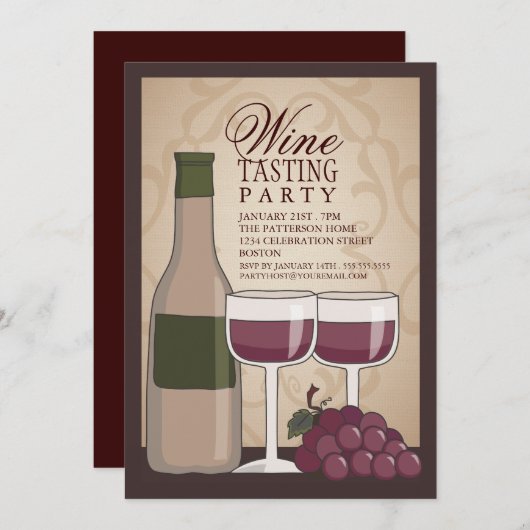 Uitnodiging wijnpartij (Voorkant / Achterkant)