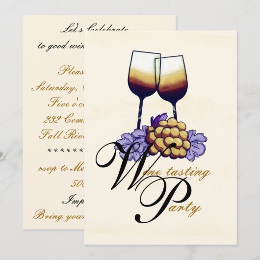 Uitnodiging wijnpartij (Voorkant / Achterkant)