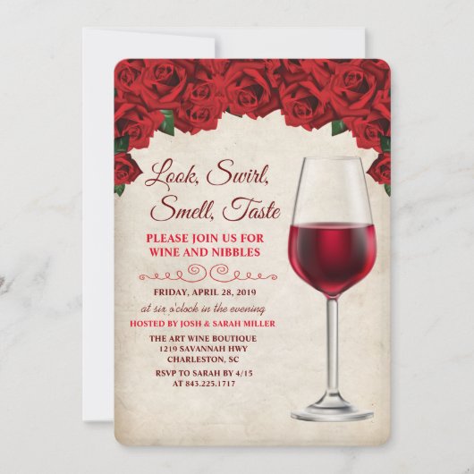 Uitnodiging wijnproeverij vintage feest (Voorkant)