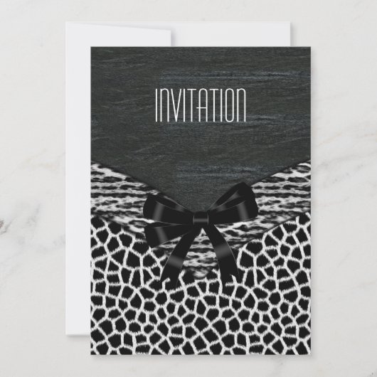 Uitnodiging Wild Black White (Voorkant)