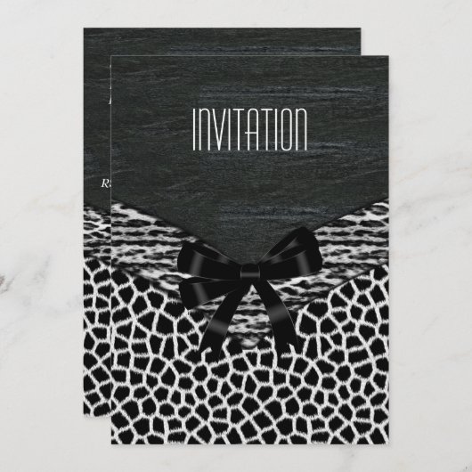 Uitnodiging Wild Black White (Voorkant / Achterkant)