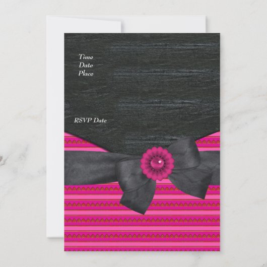 Uitnodiging Wild Pink Black White retro (Achterkant)