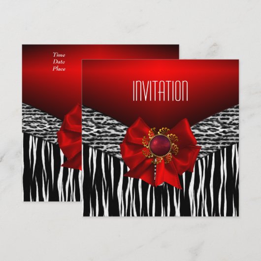 Uitnodiging Wild Red White (Voorkant / Achterkant)