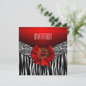 Uitnodiging Wild Red White (Staand voorkant)