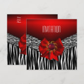 Uitnodiging Wild Rood Zwart Wit (Voorkant / Achterkant)