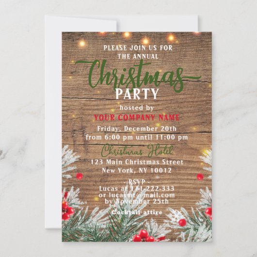 Uitnodiging Winter Greens Bedrijfs Kerstfeest (Voorkant)