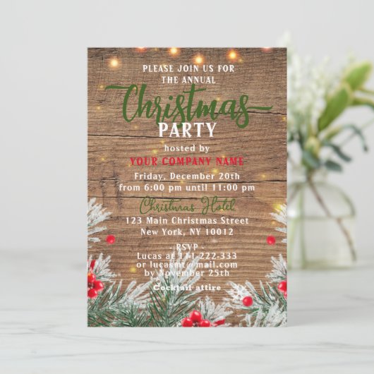 Uitnodiging Winter Greens Bedrijfs Kerstfeest (Staand voorkant)