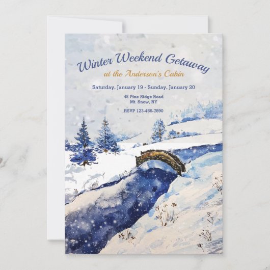 Uitnodiging Winter River Brug (Voorkant)