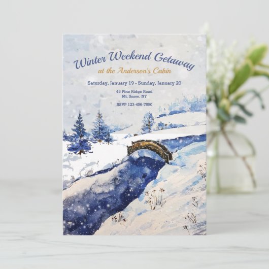 Uitnodiging Winter River Brug (Staand voorkant)