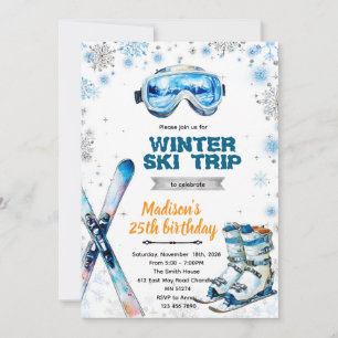 Uitnodiging winter ski feest thema