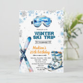 Uitnodiging winter ski feest thema (Staand voorkant)