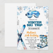 Uitnodiging winter ski feest thema (Voorkant / Achterkant)