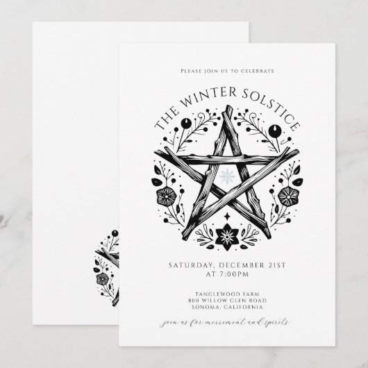 Uitnodiging Winter Solstice Feest (Voorkant / Achterkant)