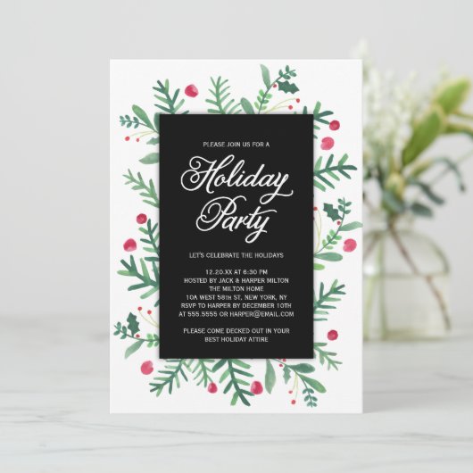 Uitnodiging winterfeestdag waterverf (Staand voorkant)