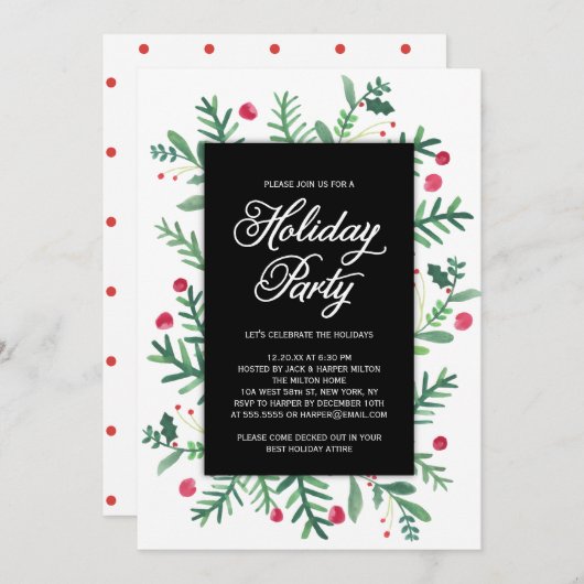 Uitnodiging winterfeestdag waterverf (Voorkant / Achterkant)