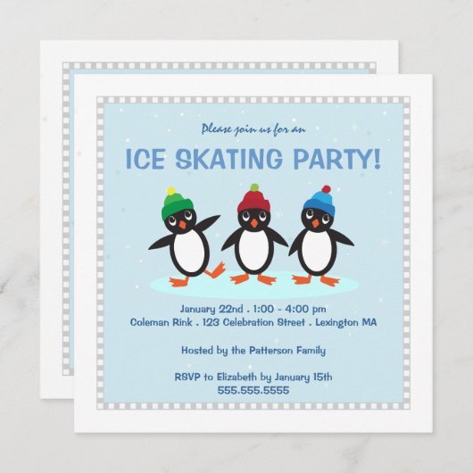 Uitnodiging winterpinguïn-ijspartij (Voorkant / Achterkant)