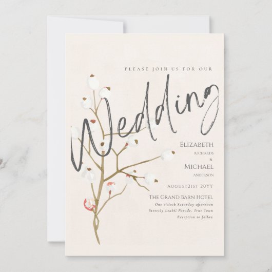 Uitnodiging wintertrouw met wilgenprint of digitaa (Voorkant)