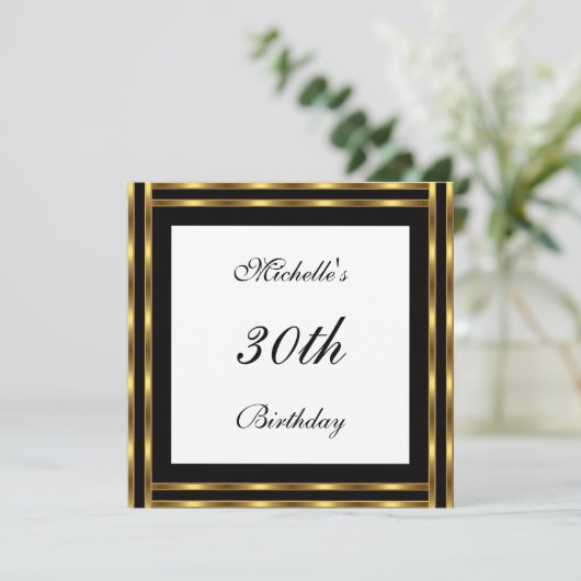 Uitnodiging Wit Goud Zwart (Staand voorkant)