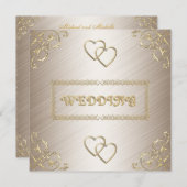 Uitnodiging Wit met gouden versieringen (Voorkant / Achterkant)