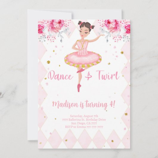 Uitnodiging Witte Ballerina  (Voorkant)