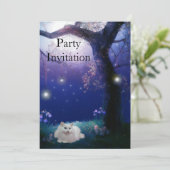 Uitnodiging witte kat bij de boompartij (Staand voorkant)