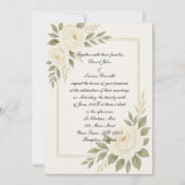 Uitnodiging witte rozen bruiloft (Voorkant)