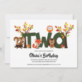Uitnodiging Woodland Animal's Second Birthday Part (Voorkant)