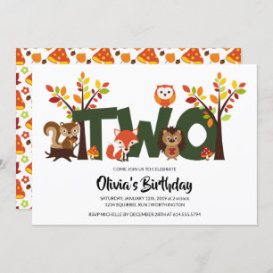 Uitnodiging Woodland Animal's Second Birthday Part