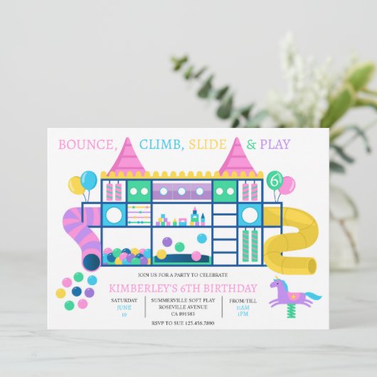 Uitnodiging Zachte Speelstuiter Jungle Gym Uitnodi (Staand voorkant)