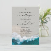 Uitnodiging Zee/Wave Wedding (Staand voorkant)