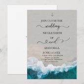 Uitnodiging Zee/Wave Wedding (Voorkant / Achterkant)
