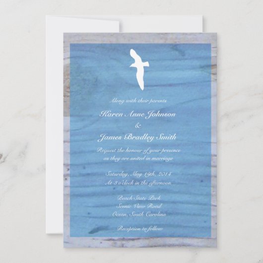 Uitnodiging zeemadel/Nautical Beach Wedding (Voorkant)
