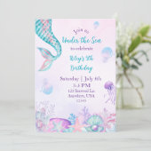 Uitnodiging Zeemeermin Onder De Zee (Staand voorkant)