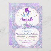 Uitnodiging zeemeermin onder de zee (Voorkant / Achterkant)