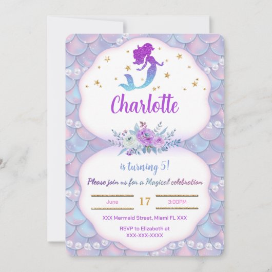 Uitnodiging zeemeermin onder de zee (Voorkant)