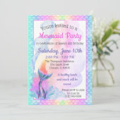 Uitnodiging Zeemeermin Regenboog Feest (Staand voorkant)