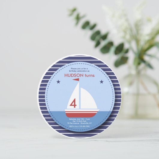 Uitnodiging zeilboot (Staand voorkant)