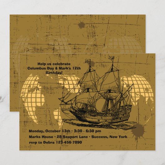 Uitnodiging zeilschip (Voorkant / Achterkant)