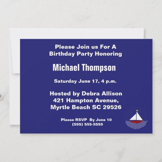 Uitnodiging zeilverjaardag (Achterkant)