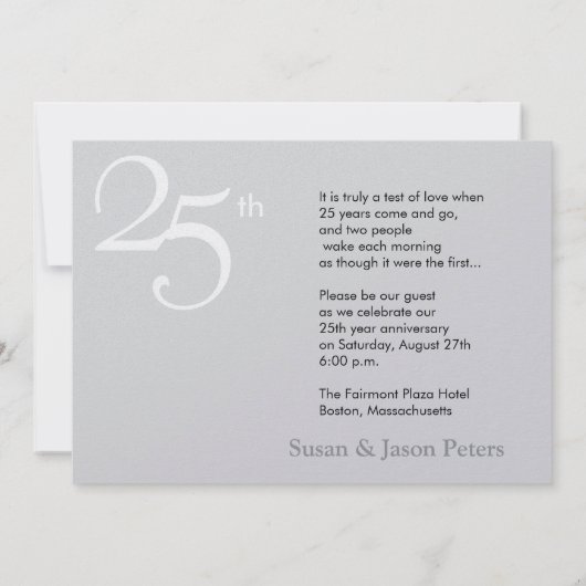 Uitnodiging zilveren huwelijksjubileum (Achterkant)