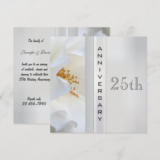 Uitnodiging zilveren huwelijksjubileum (Voorkant / Achterkant)