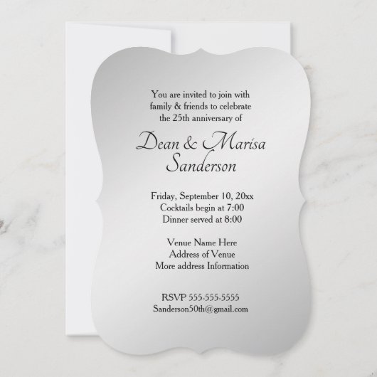 Uitnodiging zilveren huwelijksjubileum (Achterkant)