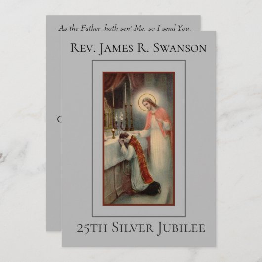 Uitnodiging zilveren priesterjubileum met Jezus (Voorkant / Achterkant)