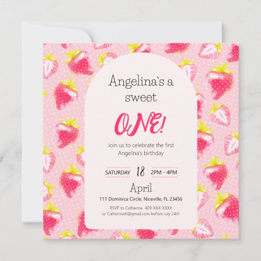 Uitnodiging Zoete Aardbei (Voorkant)