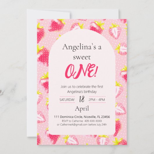 Uitnodiging zoete aardbei (Voorkant)