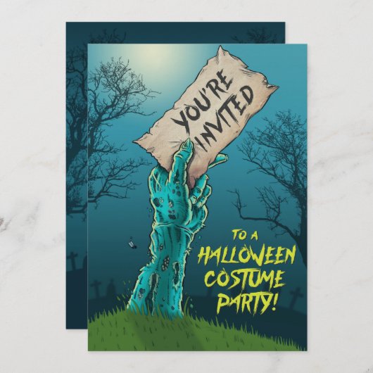 Uitnodiging Zombie Halloween Costume Party (Voorkant / Achterkant)