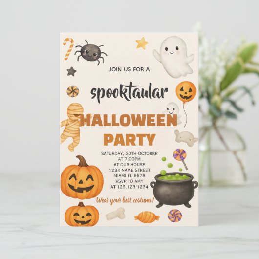 Uitnodiging Zombie Halloween Party (Staand voorkant)