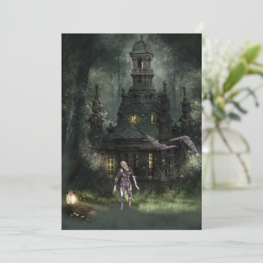 Uitnodiging Zombie Halloween Party (Staand voorkant)